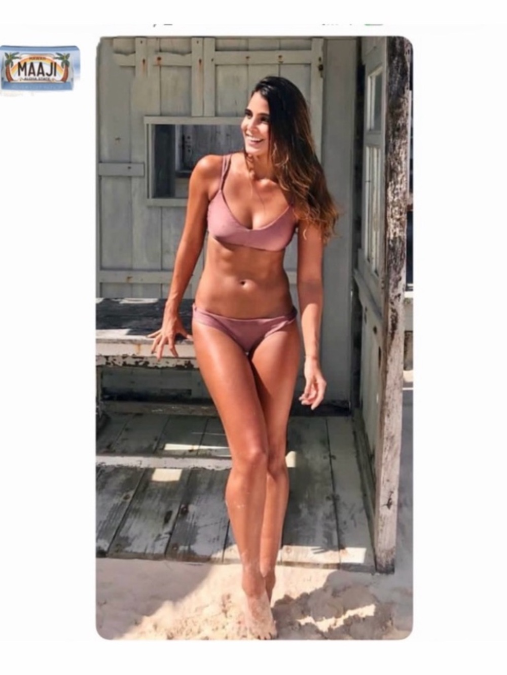 (BOTTOMS) Maaji Shimmering Cognac Reversible Bikini Bottoms.